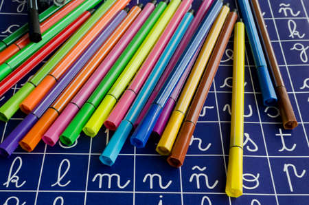 fibers, colored markers