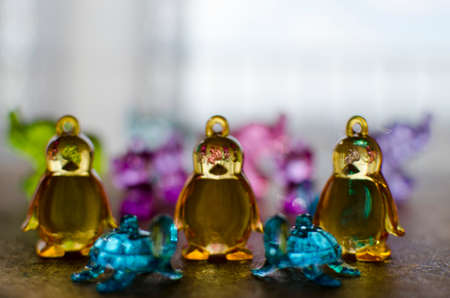 small acrylic dolls, backgroundの写真素材