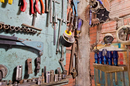 old workshop tools panelの写真素材
