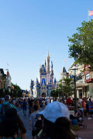 Orlando, Florida, USA, May 7, 2021: Disney Magic Kingdom, People enjoing the day.のeditorial素材