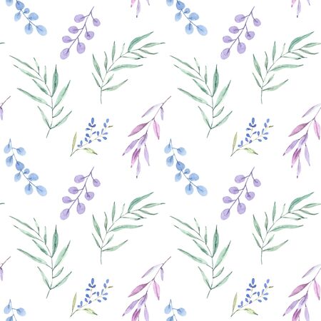 Hand drawn watercolor magnolia floral pattern. Watercolor flowers, illustration isolated on white background. Seamless pattern for invitations, cards, wrapping paper. Botanical illustration, leavesの写真素材