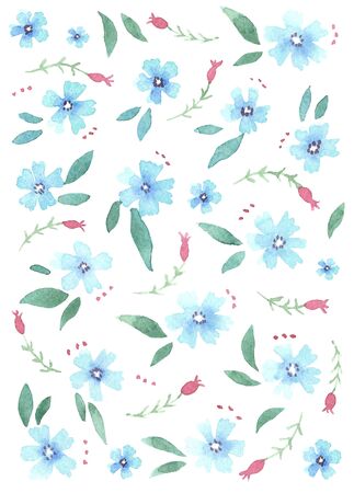 Hand drawn simple watercolor floral patternの写真素材