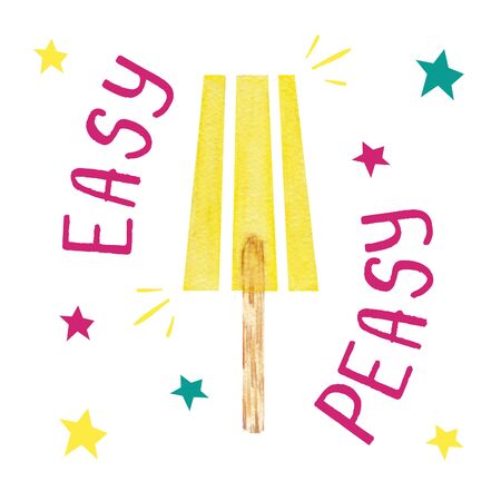 Hand drawn watercolor lemon ice cream, illustration isolated on white backgroundの写真素材