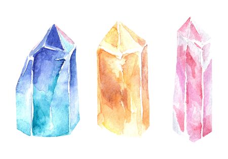 Watercolor crystals illustration,の写真素材