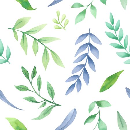 Hand drawn watercolor floral pattern. Watercolor leavesの写真素材