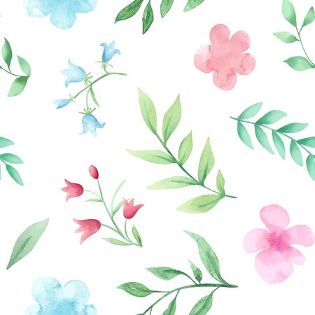 Hand drawn watercolor floral pattern. Watercolor flowersの写真素材