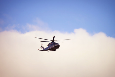MOSCOW - SEPTEMBER17, Russian prime minister`s helicopter in the air on September 17, 2014, Moscowのeditorial素材