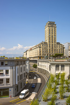 Lausanne city view  in summertimeのeditorial素材