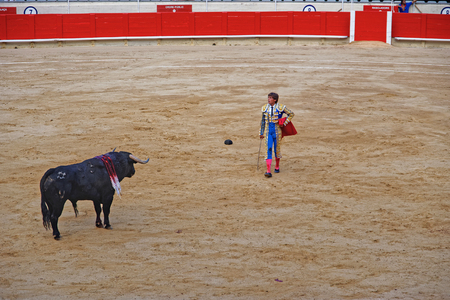 BARCELONA, SPAIN - AUGUST 01, 2010: La Monumental arena, the last place in Catalonia where bullfights were held, since the Parliament of Catalonia passed a ban of bullfighting eventsのeditorial素材
