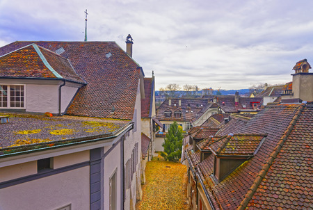 Street view in the Old Town of Solothurn. Solothurn is the capital of Solothurn canton in...