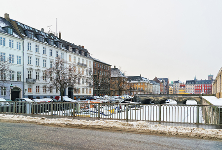 COPENHAGEN, DENMARK - JANUARY 5, 2011: Waterfront and bridges in Copenhagen in winter. Copenhagen is the capital and most populated city in Denmark. It connects the North sea with the Baltic sea.のeditorial素材