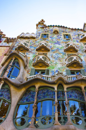 BARCELONA, SPAIN - AUGUST 14, 2011: Casa Batllo building in Barcelona in Spain. It is also called as House of Bones. It was designed by Antoni Gaudiのeditorial素材