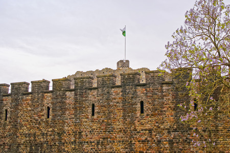 Walls of Cardiff Castle in Cardiff in Wales of the United Kingdom. Cardiff is the capital of Wales.のeditorial素材