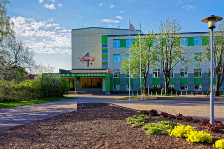 Ventspils, Latvia - May 8, 2016: High school in Ventspils in Latvia. Ventspils is a city in the Courland region of Latvia. Latvia is one of the Baltic countries.のeditorial素材