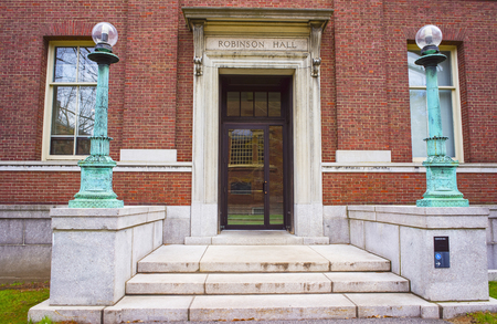 Cambridge, USA - April 29, 2015: Robinson Hall in Harvard Yard of Harvard University in Cambridge, Massachusetts, MA, USA. It is used as a classroom and departmental building.のeditorial素材