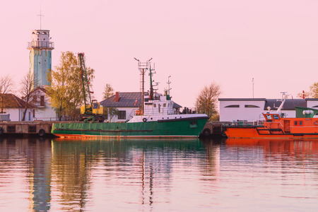 Ships in the Marina in Ventspils. Ventspils a city in the Courland region of Latvia. Latvia is one of the Baltic countriesの写真素材