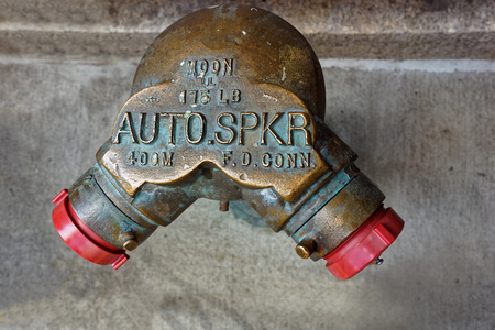 Plan view on Street Fire Hydrant on the road in Philadelphia, Pennsylvania, the USA.