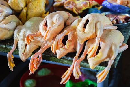 Sale of Drawn duck in the street market in Hoi An, Vietnam.の写真素材