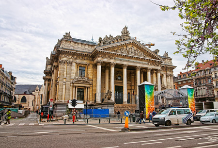 Dresden, Germany - May 11, 2013: Old mansion with columns in Dresden in Germany. View from the street. Dresden is the capital of Saxony.のeditorial素材