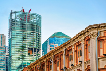 Singapore, Singapore - March 1, 2016: Skyscrapers in Singapore. Singapore is a city and a state in Southeast Asia.のeditorial素材