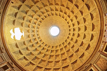 Rome, Italy - August 28, 2012: Dome of Pantheon, in Rome in Italy. Specially toned in vintage styleのeditorial素材