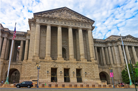 Washington DC, USA - May 2, 2015: Andrew W. Mellon Auditorium can be found in Washington. It is a Neoclassical type of auditorium which can seat up to 750 people. The architect was Arthur Brown Jr.のeditorial素材