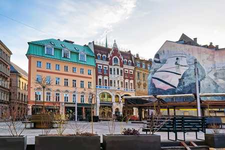 Riga, Latvia - December 26, 2015: Christmas at Dome square in old Riga, Latvia.
