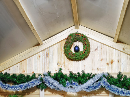 Christmas wreath at the Christmas Market in Vilnius, Lithuania. Selective focusの写真素材