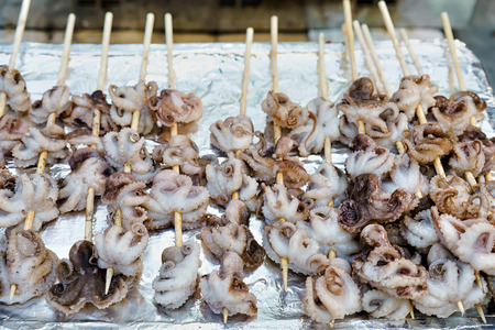 Fresh octopus at Myeongdong open street market in Seoul, South Koreaの写真素材