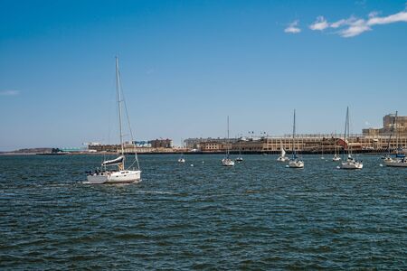 Yachts in Charles River,  Boston, Massachusetts, the United States.の写真素材