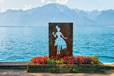 Montreux, Switzerland - August 27, 2016: Figure of a woman at Geneva Lake in Montreux, Vaud canton, Switzerlandのeditorial素材