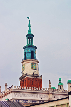 Poznan, Poland - May 6, 2014: Spire of Old Town Hall on Old Market Square in the city center in Poznan, Polandのeditorial素材
