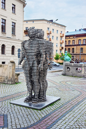 Poznan, Poland - May 7, 2014: Golem monument and Kronthal fountain on Marcinkowski Avenue in Poznan, Polandのeditorial素材