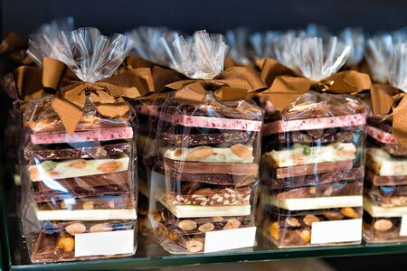 Selection of Swiss chocolate bars packed as a presentの写真素材