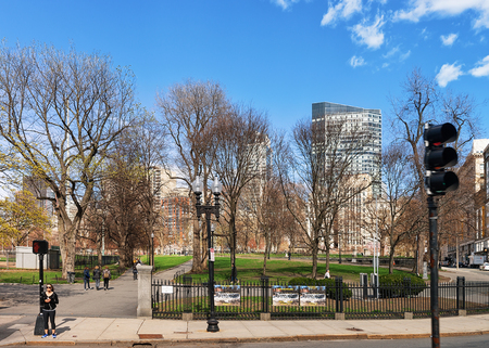 Boston, USA - April 28, 2015: People at Boston Common public park in Boston, MA, United States.のeditorial素材