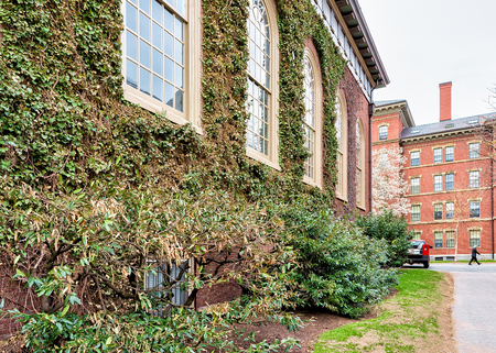 Cambridge, USA - April 29, 2015: Ivied Building at Harvard Yard of Harvard University in Cambridge, Massachusetts, MA, USA.のeditorial素材