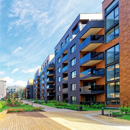 European modern complex of residential buildings. And outdoor facilities.の写真素材