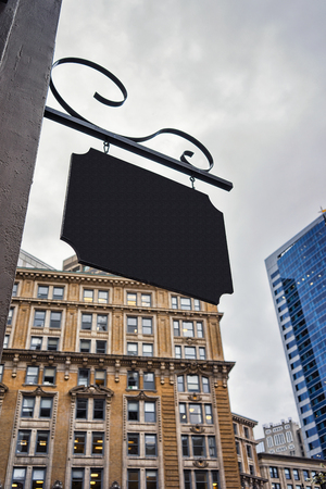 Wooden plate on Milk Street in downtown Boston, Massachusetts, the United States.の写真素材