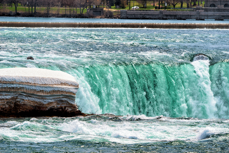 Splash of Niagara Falls viewed from the American side, USA. A view from Niagara State Park.の写真素材