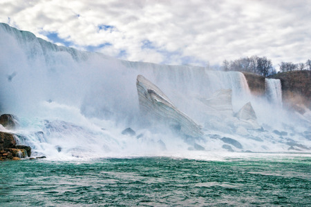 Beautiful Niagara Fall from the American side. A view on American Falls and Bridal Veil Fallsの写真素材