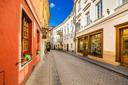 Vilnius, Lithuania - September 4, 2014: Tight Street in the old town of Vilnius, Lithuania.のeditorial素材
