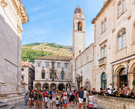Dubrovnik, Croatia - August 20, 2016: Tourists and Stradun Street in the Old city of Dubrovnik, Croatiaのeditorial素材