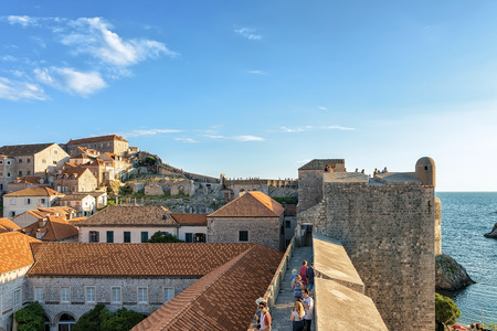 Dubrovnik, Croatia - August 19, 2016: People at the Old Town Walls in Dubrovnik, Croatia.のeditorial素材