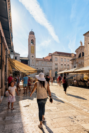 Dubrovnik, Croatia - August 20, 2016: Stradun Street full of tourists at the Old city, Dubrovnik, Croatiaのeditorial素材