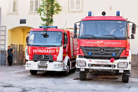 Dubrovnik, Croatia - August 20, 2016: Fire truck in the fire fighting department in Dubrovnik,...