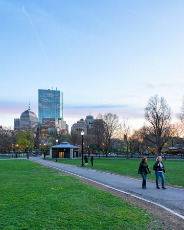 Boston, USA - April 28, 2015: People at Boston Common public park, downtown Boston, MA, Americaのeditorial素材