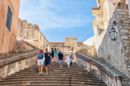 Dubrovnik, Croatia - August 20, 2016: People at Spanish Steps in the Old town of Dubrovnik, Croatia.のeditorial素材