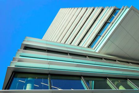 Vilnius, Lithuania - August 8, 2017: Futuristic modern architecture of the steel and glass...