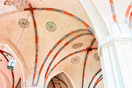 Vilnius, Lithuania - April 1, 2017: Ceiling of Church of St Francis and St Bernard in the Old city of Vilnius, Lithuania.のeditorial素材