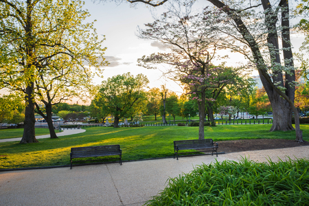 Washington, USA - May 3, 2015: Path in the park in the National Mall in Washington D.C., US. It is a park of the National Mall and Memorial Park units. Each year it welcomes about 24 million visitorsのeditorial素材